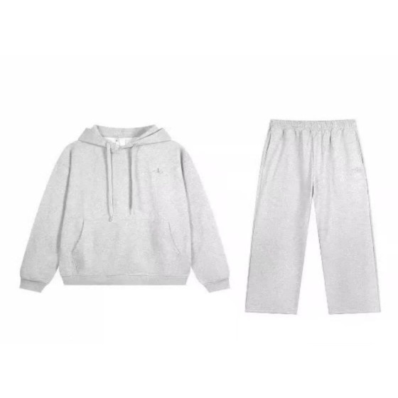 ALO Light Gray Hooded Straight-Leg Suit